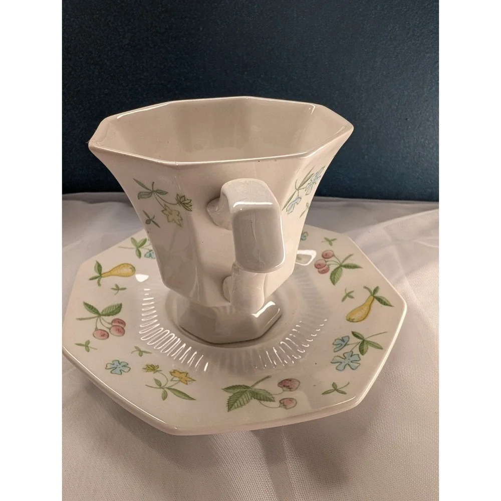MCM Independence Interpace Japan Footed Teacup & Saucer | Mixed Fruit Floral